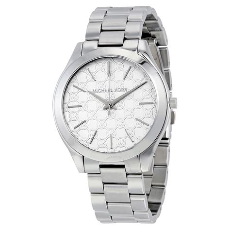 michael kors watch women silver and blue background|michael kors runway watch silver.